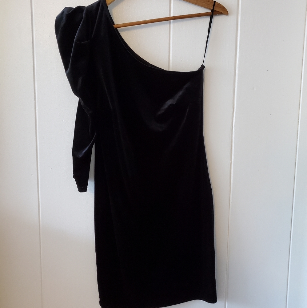 Velvet one shoulder dress